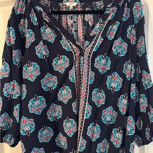 Crown & Ivey Floral Navy Blouse